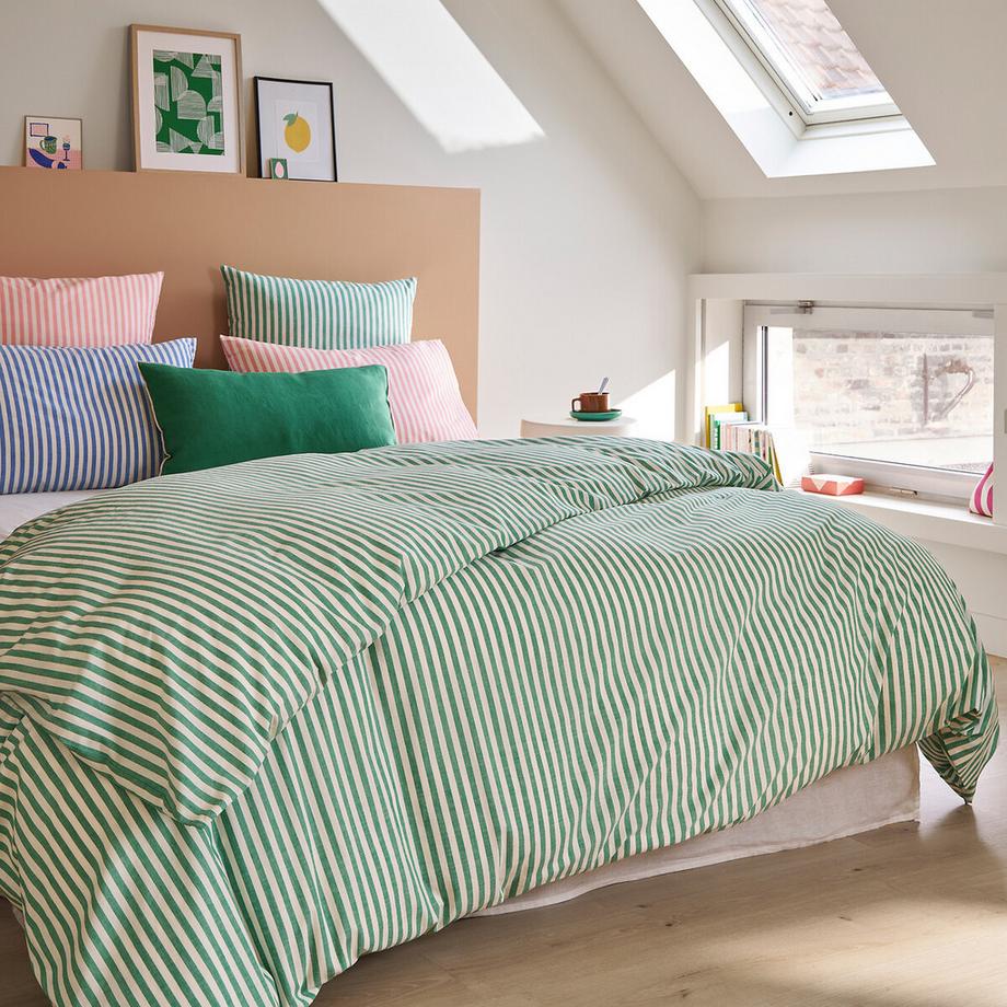 La Redoute Intérieurs Soizic Housse de Couette Rayée Verte  