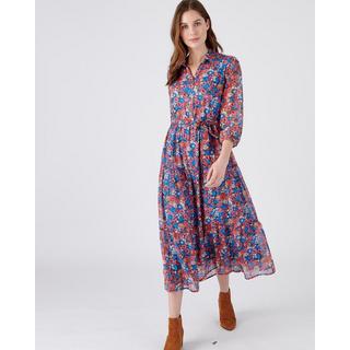 Damart  Robe longue fleurie en voile aérien et vaporeux. 