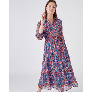 Damart  Robe longue fleurie en voile aérien et vaporeux. 