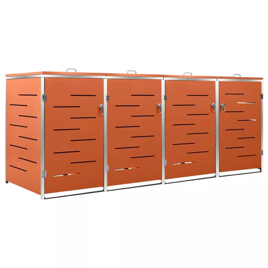 VidaXL - Abri à poubelles à roulettes acier inoxydable, One Size, Orange
