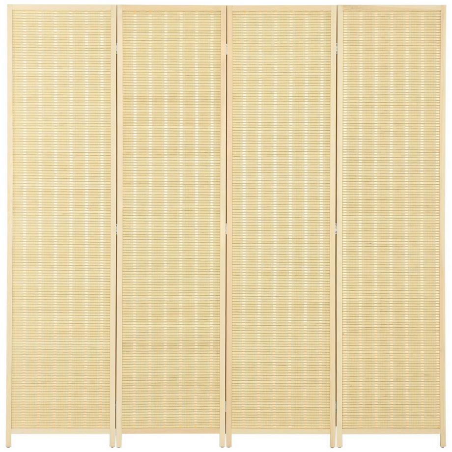 Northio Paravent 4-teilig 180 x 180 cm Raumteiler Trennwand aus Bambus, Faltbar Sichtschutz Stellwand Raumtrenner für Wohnzimmer Natur Aosom  
