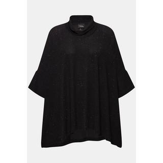 Ulla Popken  T-shirt oversize aspect scintillant, col roulé et manches courtes 