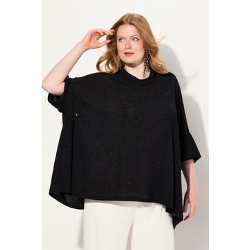 T-shirt oversize aspect scintillant, col roulé et manches courtes