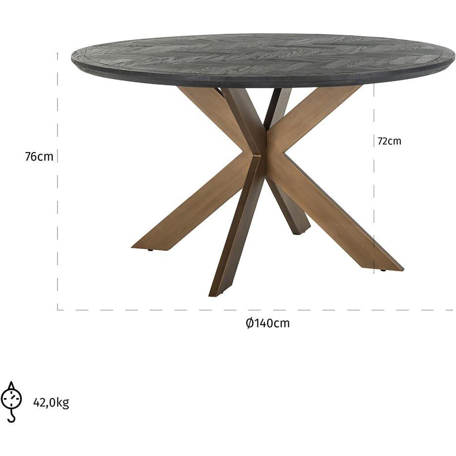 mutoni Table à manger Blackbone laiton noir 140  