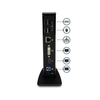 STARTECH.COM  Station d'Accueil pour Ordinateur Portable USB 3.0 à Double Écran avec HDMI et DVI/VGA, Hub USB-A 6x, GbE, Audio, Docking Station Universelle Type-A - Windows/macOS/ChromeOS 