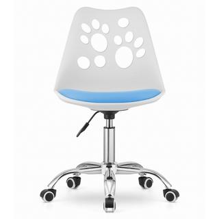 B2X Chaise PRINT pivotante en simili cuir blanc et bleu avec base chromée  