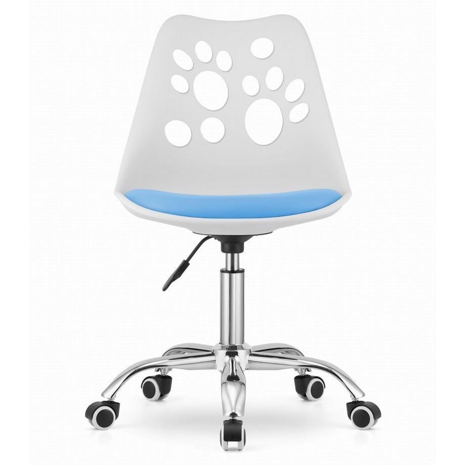 B2X Sedia PRINT Girevole in Ecopelle Bianca e Blu con Base Cromata  