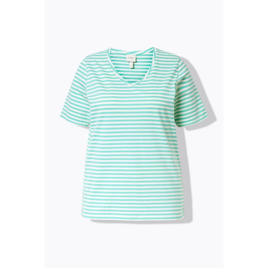 Ulla Popken T-shirt a righe Scollo a V Mezze Maniche  