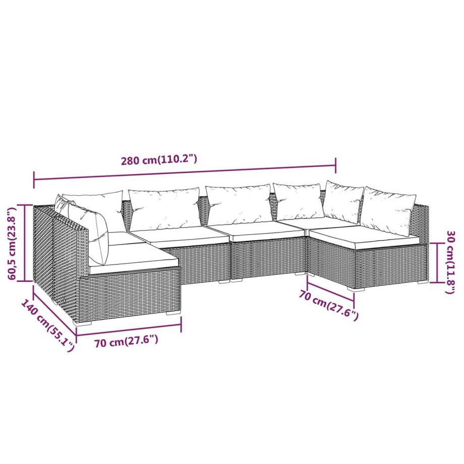 VidaXL Garten-lounge-set poly-rattan  