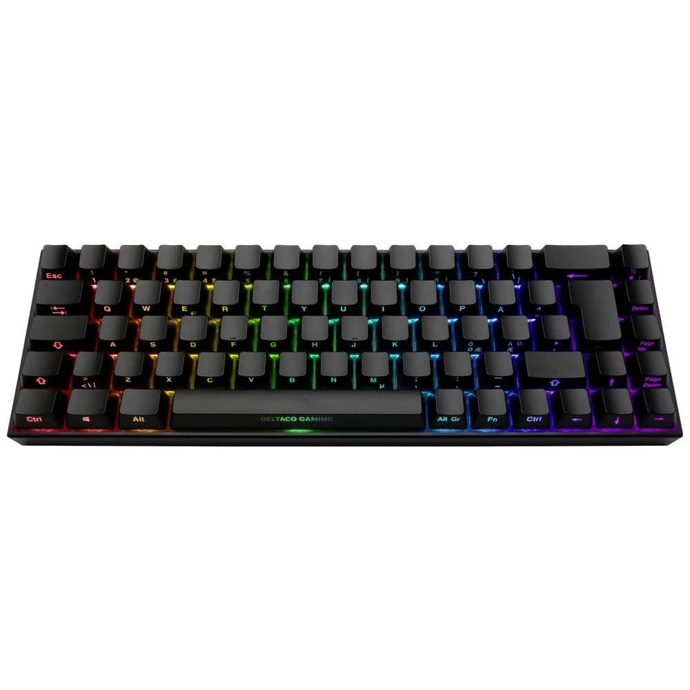 DELTACO GAMING  DK440R Kabellos, Bluetooth®, Kabelgebunden Gaming-Tastatur Deutsch, QWERTZ Schwarz Bele 