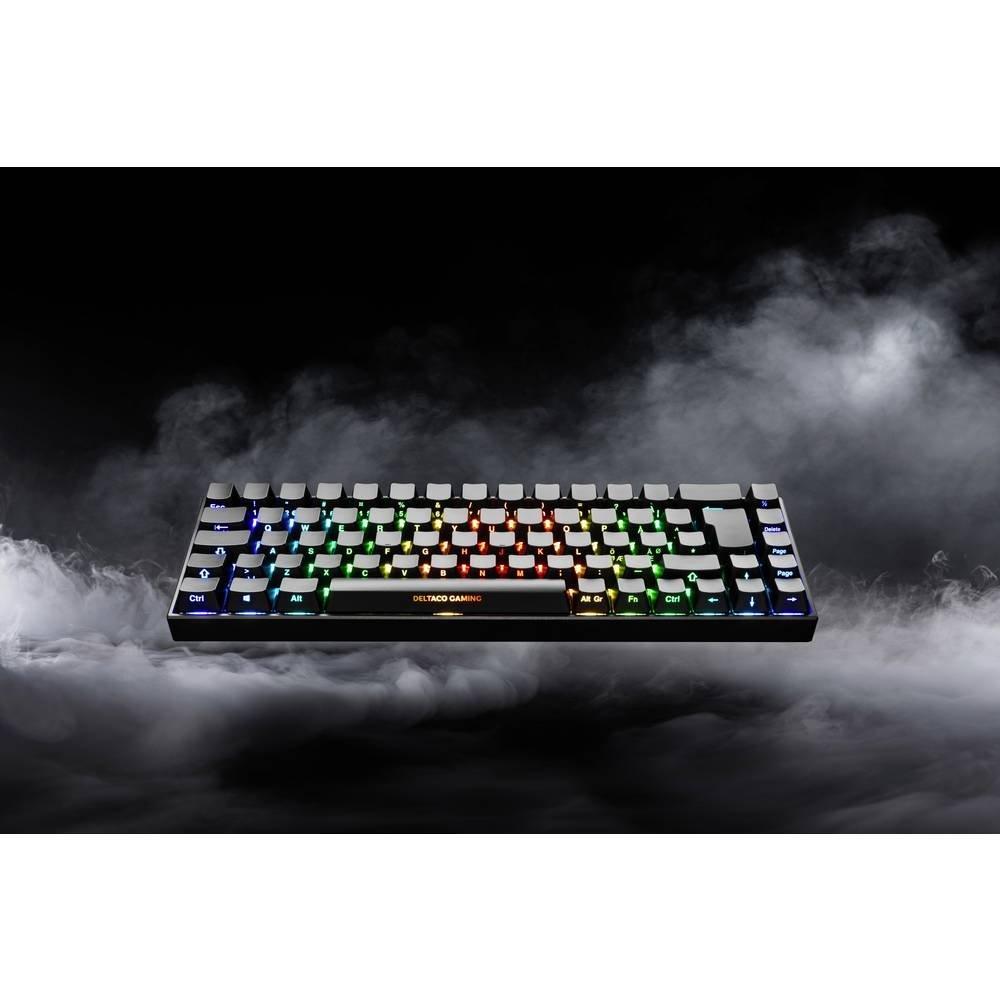 DELTACO GAMING  DK440R Kabellos, Bluetooth®, Kabelgebunden Gaming-Tastatur Deutsch, QWERTZ Schwarz Bele 