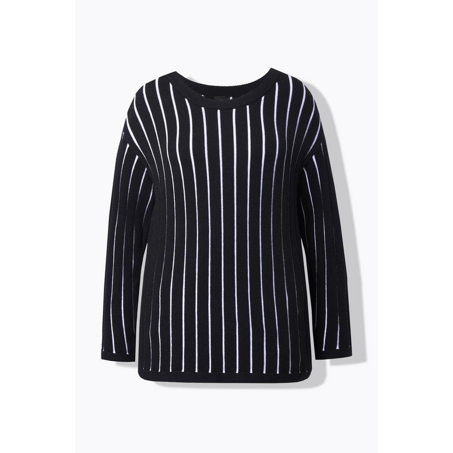 Ulla Popken Pull Rayé Manches Longues Coupe Slim Fit  