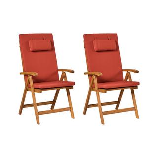 Beliani Lot de 2 chaises de jardin avec coussins en Acacia Traditionnel JAVA PREMIUM  