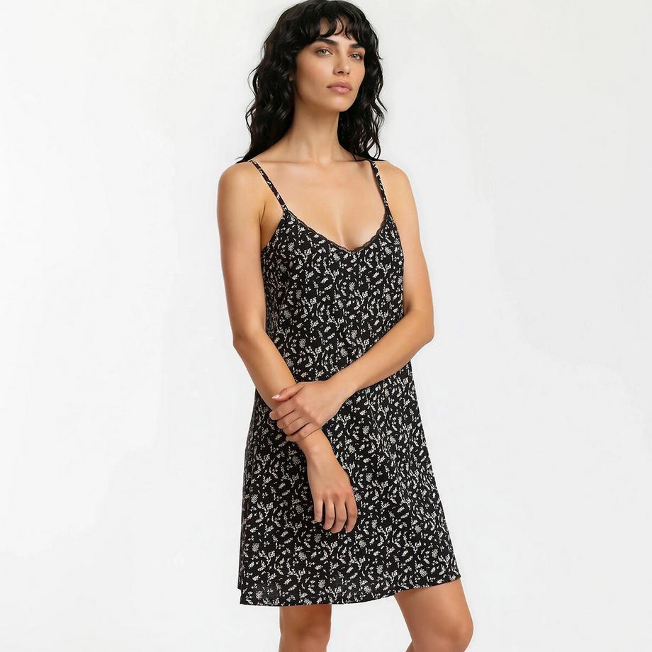 La Redoute Collections Negligé mit dünnen Trägern aus Baumwolle mit Blumenprint  