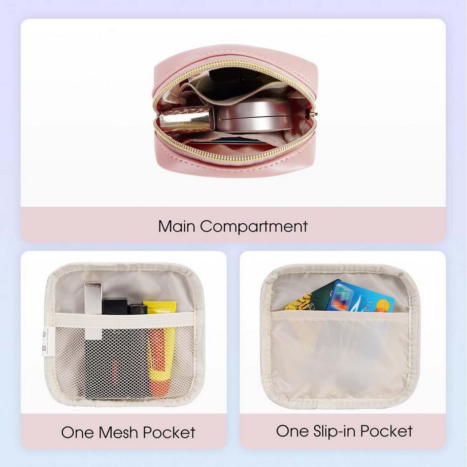 Only-bags.store Kleine Mini Make Up Tasche PU Leder Portable Make up Tasche mit Reissverschluss  
