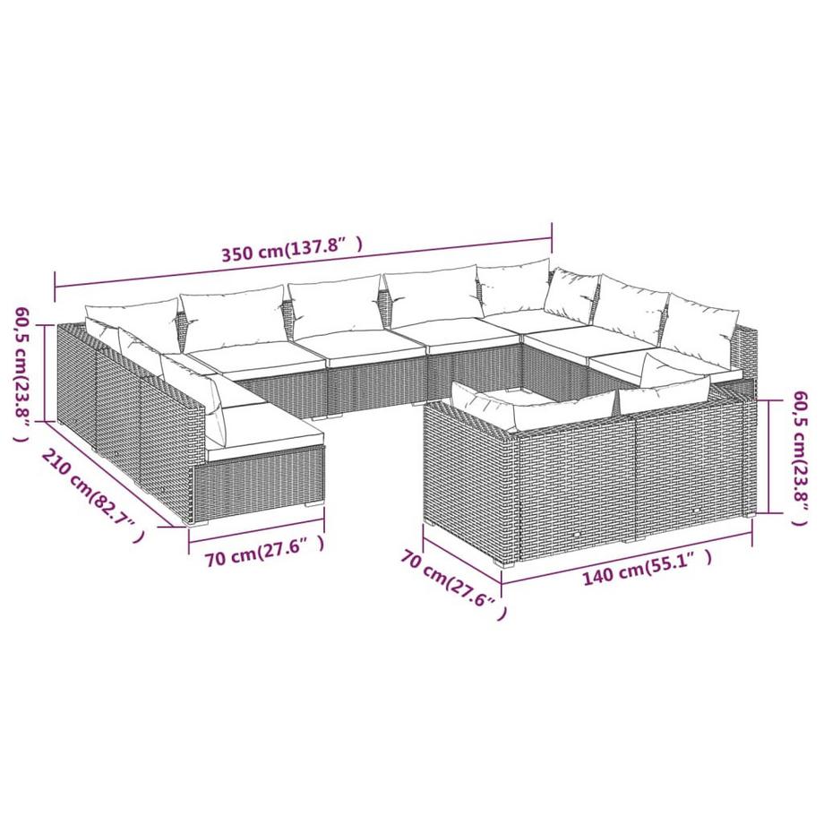 VidaXL Garten-lounge-set poly-rattan  