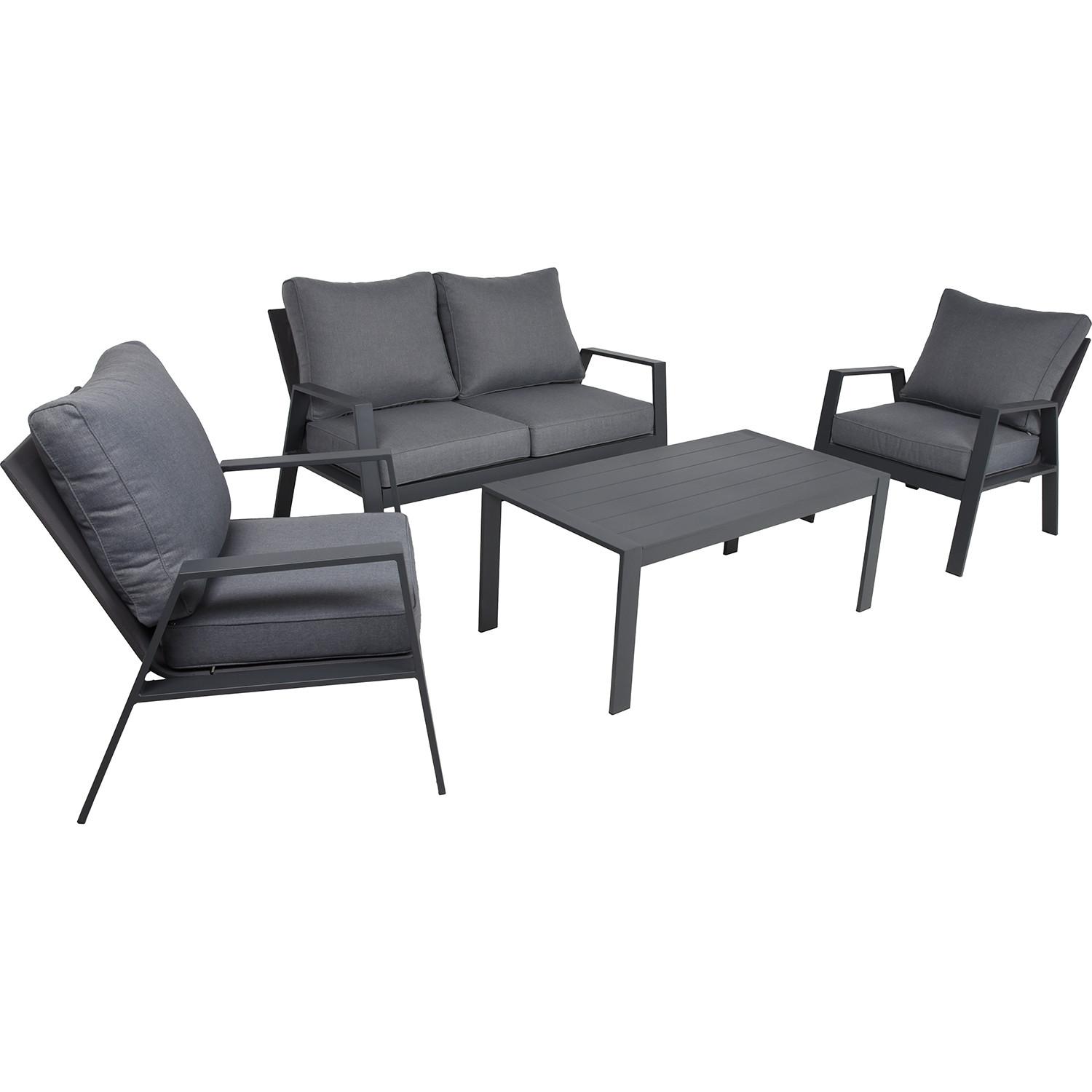 mutoni Salon de jardin Victoria anthracite (lot de 4)  