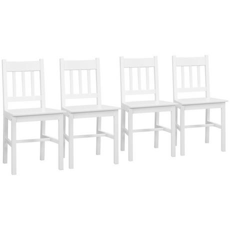 Northio Lot De 4 Chaises De Salle À Manger Modernes Avec Dossier, Bois De Pin, Blanc, Idéales Pour La Cuisine Et Le Salon  
