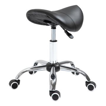 Tabouret de selle, tabouret de travail, chaise pivotante, tabouret roulant, tabouret cosmétique, rembourré, réglable en hauteur (noir)