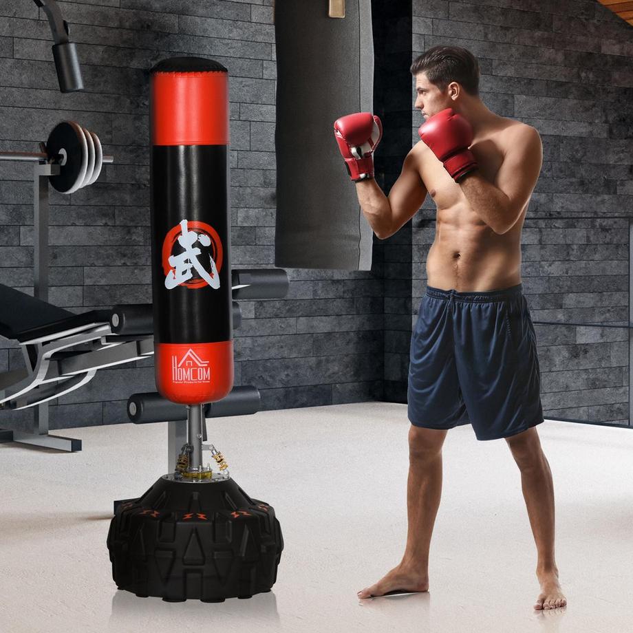 Northio  Standboxsack Freistehendes Boxtrainingsgerät Für Erwachsene, Mit Saugfuß, Schwarz+Rot, 60X60X180Cm 