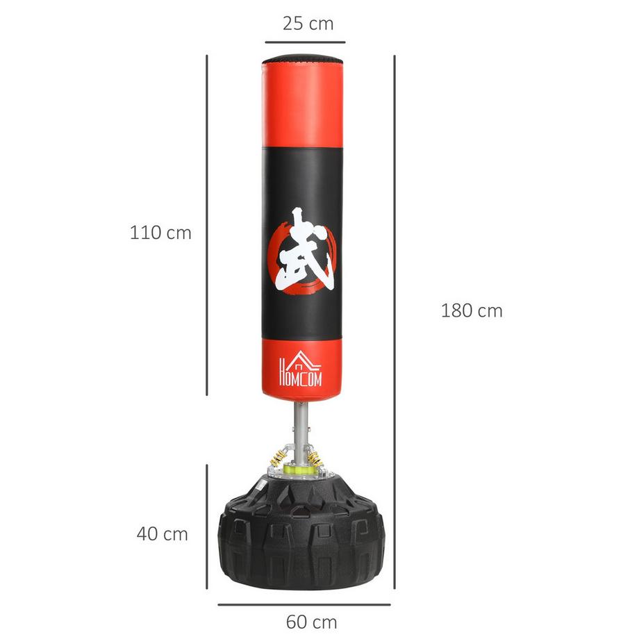 Northio  Standboxsack Freistehendes Boxtrainingsgerät Für Erwachsene, Mit Saugfuß, Schwarz+Rot, 60X60X180Cm 