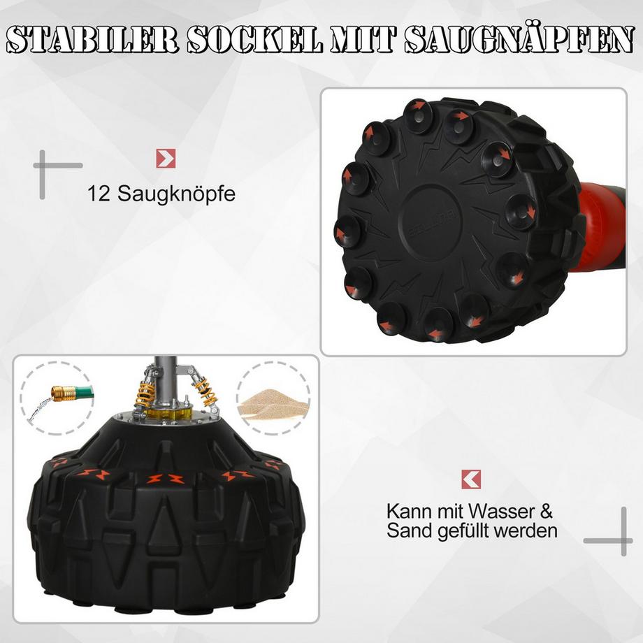 Northio  Standboxsack Freistehendes Boxtrainingsgerät Für Erwachsene, Mit Saugfuß, Schwarz+Rot, 60X60X180Cm 