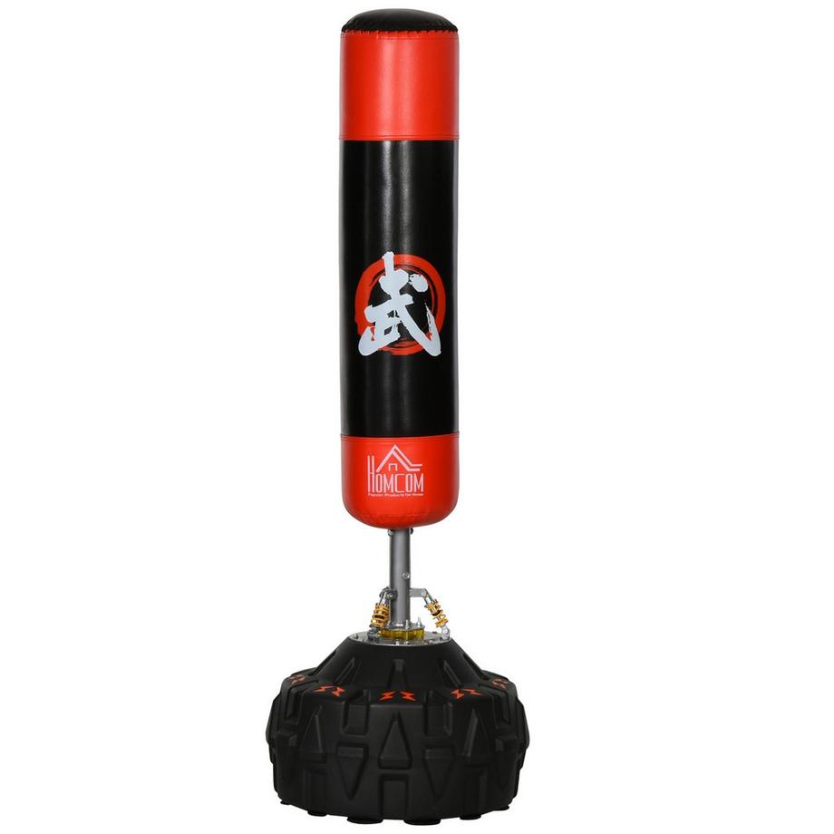 Standboxsack Freistehendes Boxtrainingsgerät Für Erwachsene, Mit Saugfuß, Schwarz+Rot, 60X60X180Cm