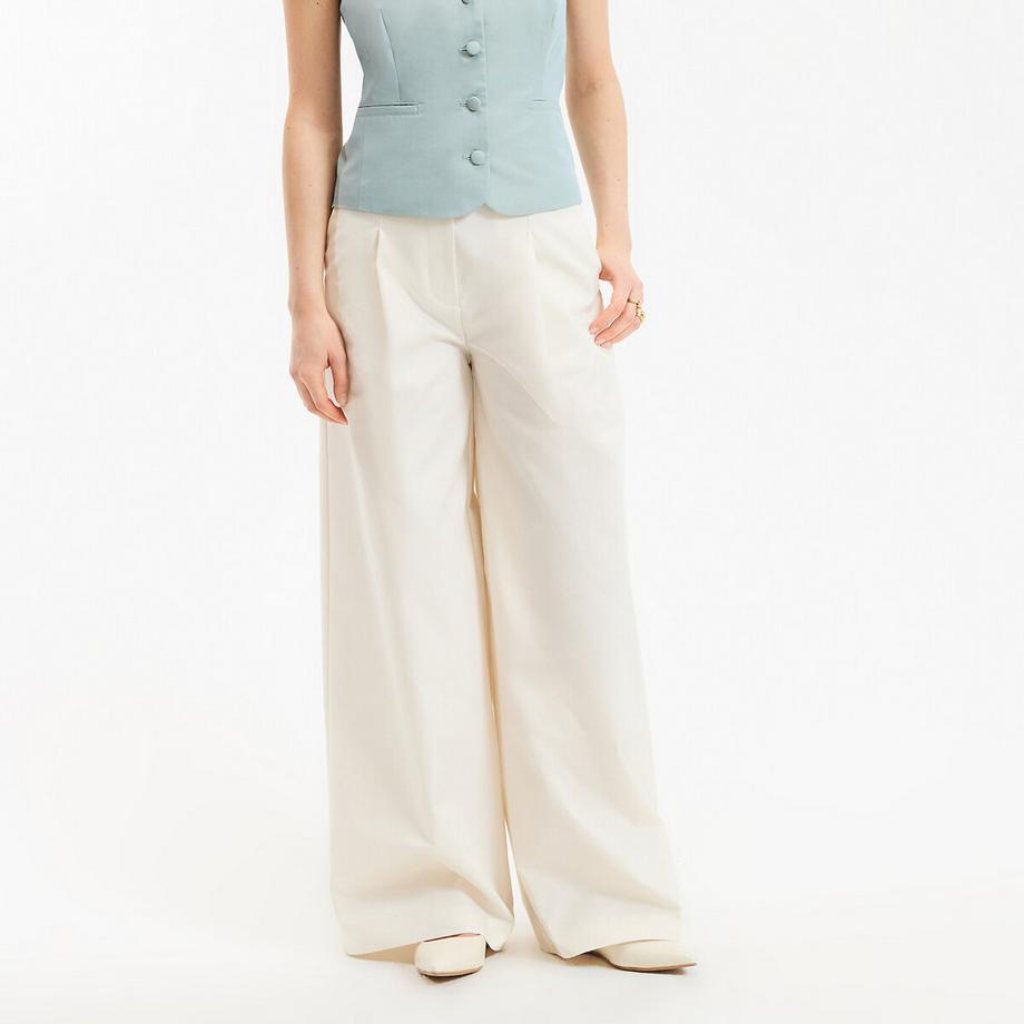 Pantalon large à pinces en coton mélangé