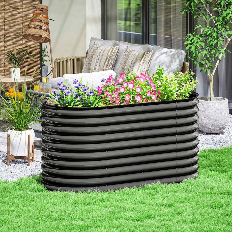 Northio Plate-bande surélevée en acier, parterre de plantes, cadre froid, parterre de jardin, empilable, bac à fleurs, bac à plantes enfichable, 160 x 80 x 80 cm, potager pour jardin, balcon, terrasse, pot de fleurs, plantes  