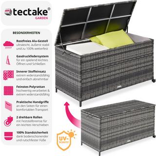 Tectake Box contenitore con telaio in alluminio e rotelle 297 L, 117 x 54 x 64 cm  