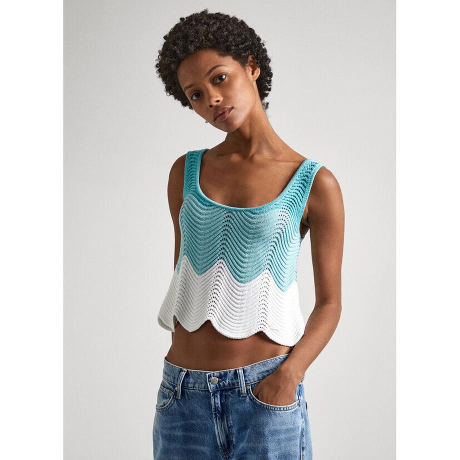 Pepe Jeans London Gaea Cropped Colorblock Débardeur en Maille  