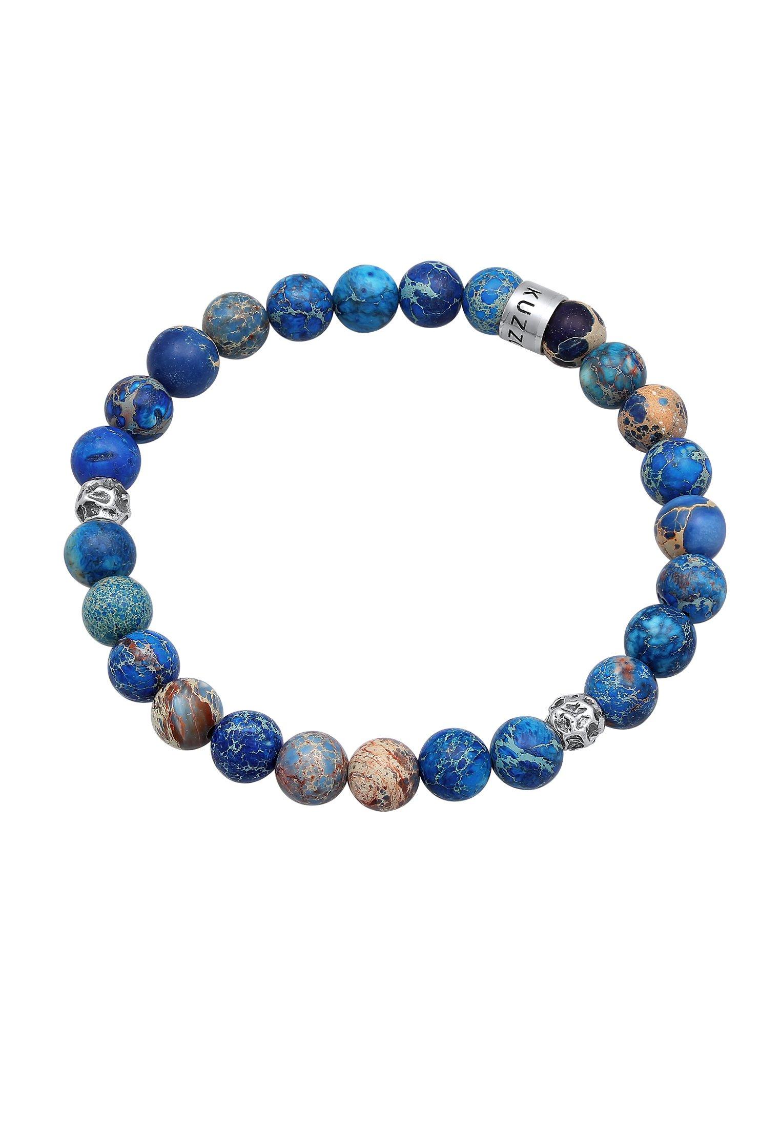 Kuzzoi  Bracelet Hommes Beads Tendance Boules Avec Agate Bleu 