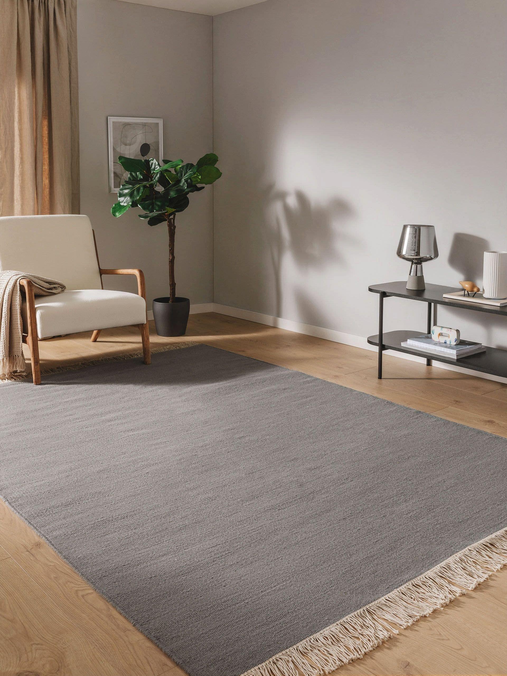 Benuta Tapis de laine Liv Gris  