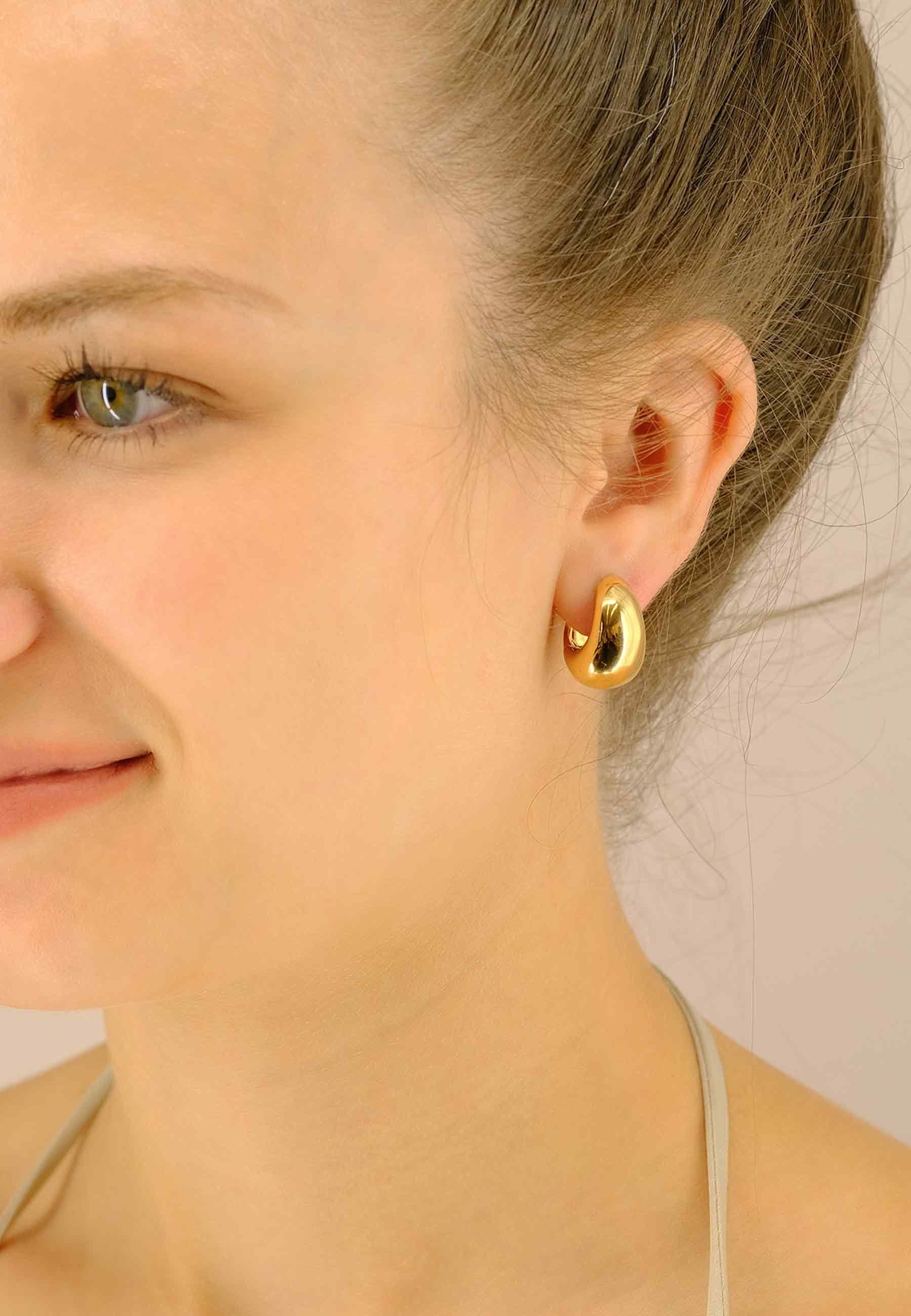 MUAU Schmuck  Creolen Gelbgold 750 Scharnier bombiert 19x15mm 