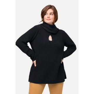 Ulla Popken  Pullover con sciarpa, scollo a V e maniche lunghe 