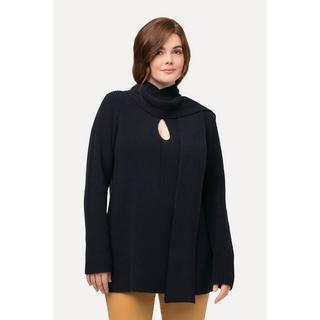 Ulla Popken  Pullover con sciarpa, scollo a V e maniche lunghe 