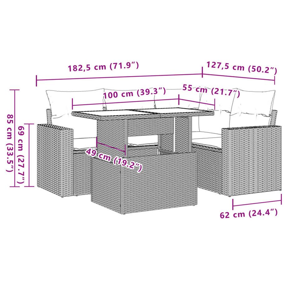 VidaXL set divano da giardino Polirattan  