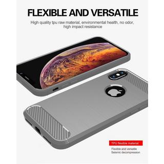 Cadorabo  Hülle für Apple iPhone X  XS TPU Silikon Edelstahl-Karbonfaser Optik 
