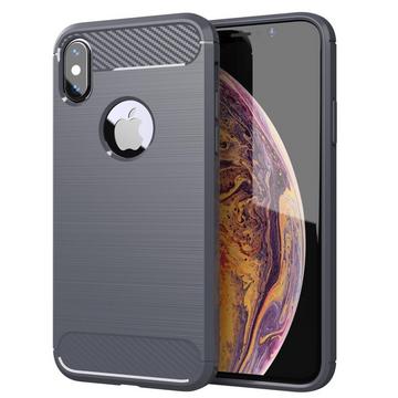 Hülle für Apple iPhone X  XS TPU Silikon Edelstahl-Karbonfaser Optik