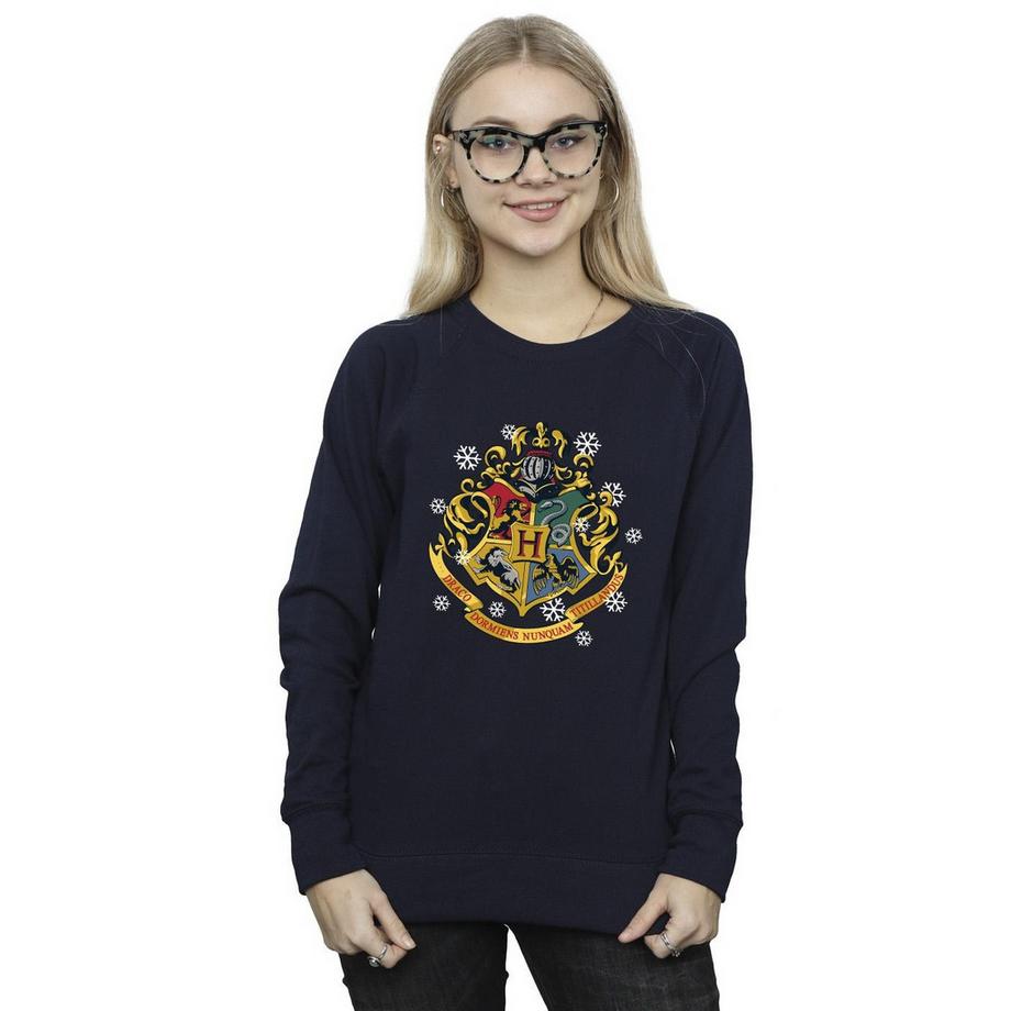 HARRY-POTTER Stemma Hogwarts Fiocchi di Neve Felpa  