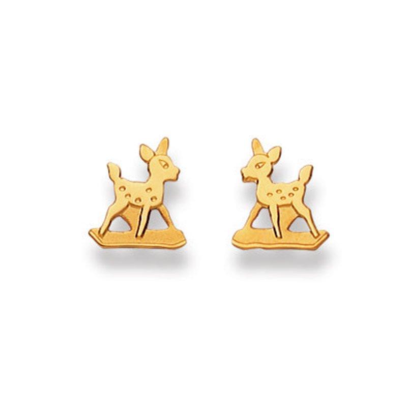 MUAU Schmuck  Ohrstecker Bambi Gelbgold 750, 9mm 