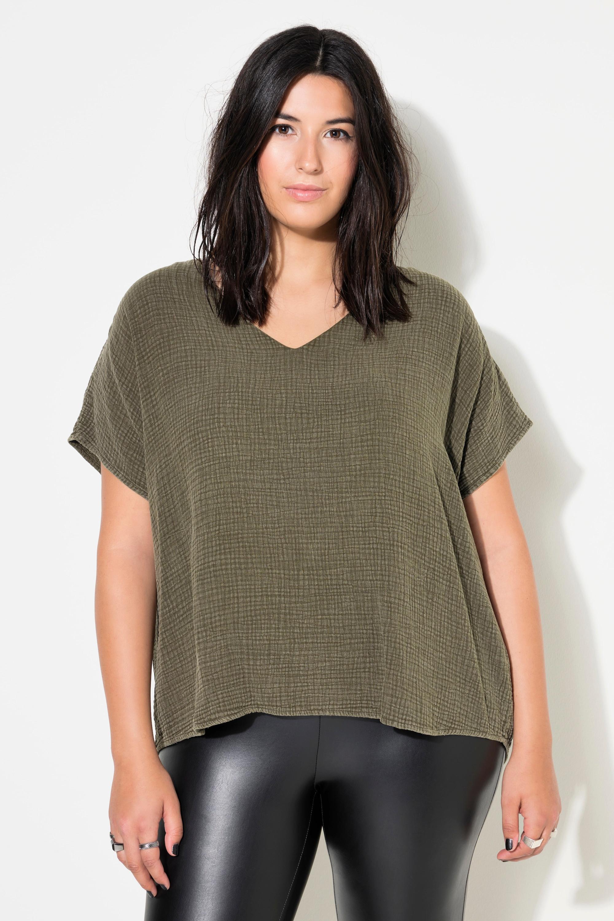 Studio Untold  Blusenshirt, oversized, Musselin, V-Ausschnitt 