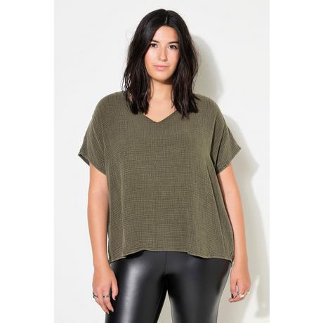 Studio Untold  Blusenshirt, oversized, Musselin, V-Ausschnitt 