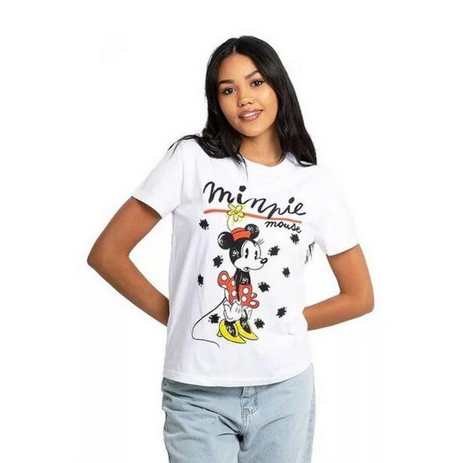 Disney Minnie Mouse T-Shirt Stampa Floreale Scarabocchio  