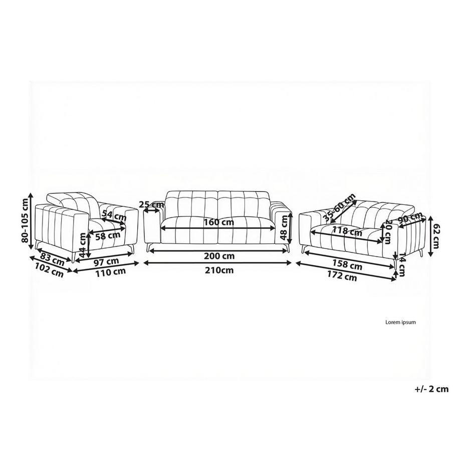 Beliani Wohnzimmer Set aus Veganes Ökoleder  OMMEL  