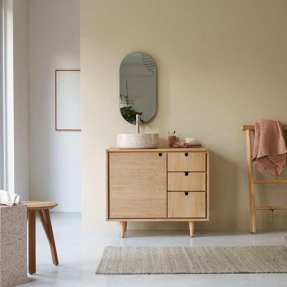 Tikamoon Waschtischunterschrank aus massiver Eiche 95 cm Jonàk  