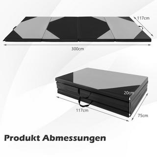 B2X  Tappetino da allenamento pieghevole in ecopelle con chiusure in velcro e amp; Maniglie per il trasporto 300 x 117 x 5 cm-grigio 