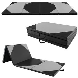 B2X  Tappetino da allenamento pieghevole in ecopelle con chiusure in velcro e amp; Maniglie per il trasporto 300 x 117 x 5 cm-grigio 