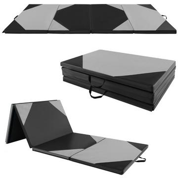 Tappetino da allenamento pieghevole in ecopelle con chiusure in velcro e amp; Maniglie per il trasporto 300 x 117 x 5 cm-grigio