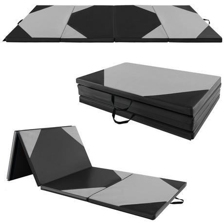 B2X  Tappetino da allenamento pieghevole in ecopelle con chiusure in velcro e amp; Maniglie per il trasporto 300 x 117 x 5 cm-grigio 